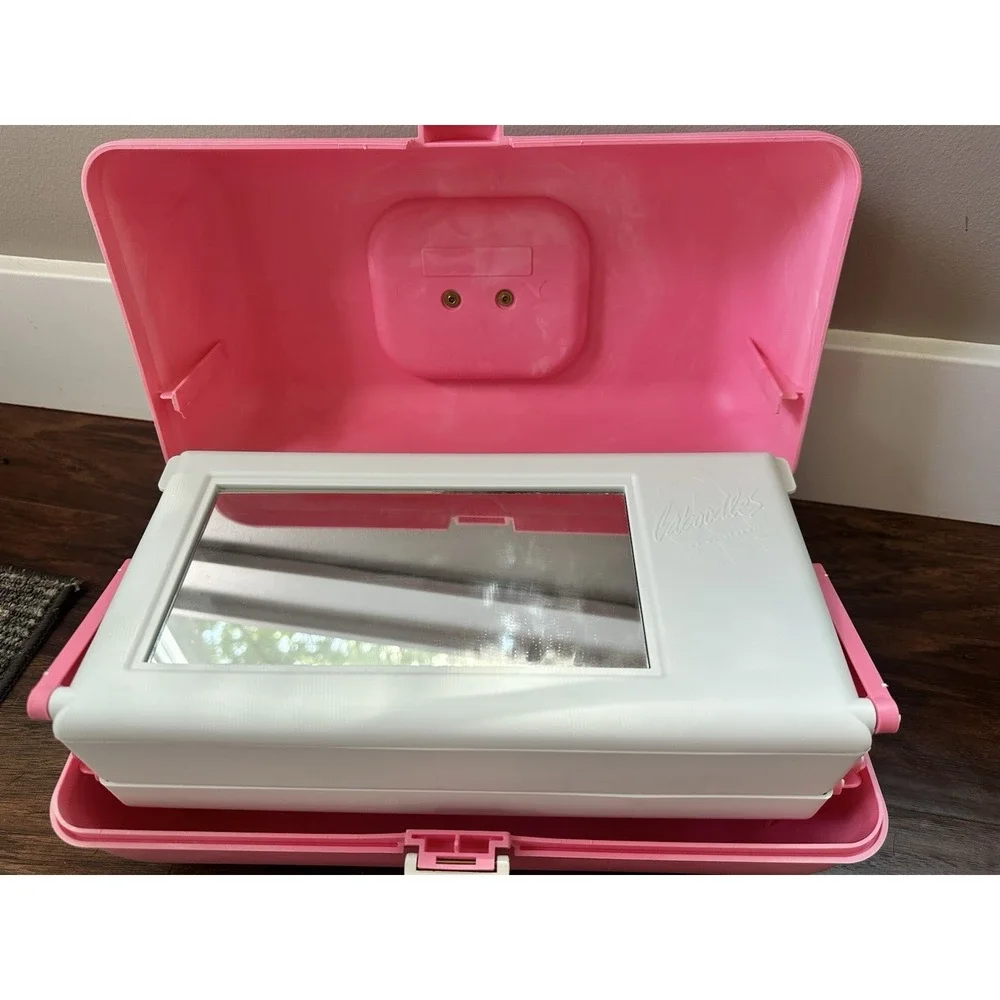 Vintage 1980s Caboodles of California Pink Lavender Makeup Case 3 Tier w/ Mirror
